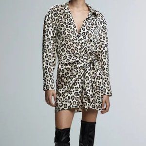 Zara Animal Leopard Print Wrap Mini Dress